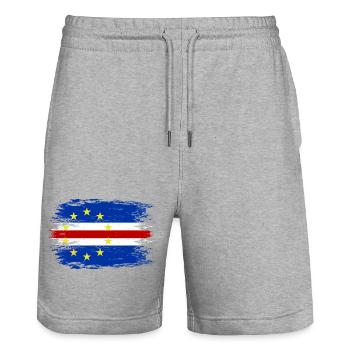 Drapeau du Cap-Vert utilisé - Short de jogging bio TRAINER Stanley/Stella unisexe - gris chiné - Devant - Nik (191cm) & Marisol (170cm)