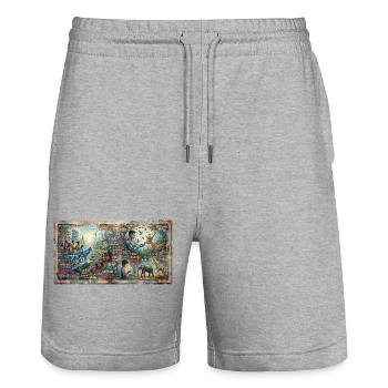 Zukunftsharmonie und Vielfalt - Stanley/Stella Unisex Bio Joggingshorts Trainer  - Grau meliert - Vorne - Nik (191cm) & Marisol (170cm)