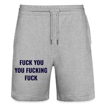 Fuck You You Fucking Fuck Statement - Stanley/Stella Unisex Bio Joggingshorts Trainer  - Grau meliert - Vorne - Nik (191cm) & Marisol (170cm)