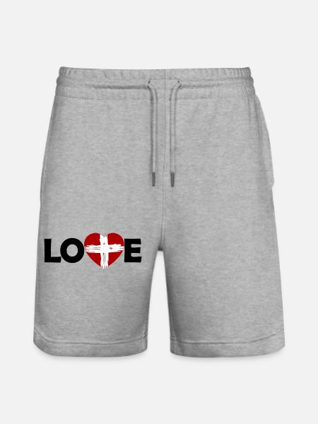 England Herz Pinselstrich Kreuz - Stanley/Stella Unisex Bio Joggingshorts Trainer  - Grau meliert