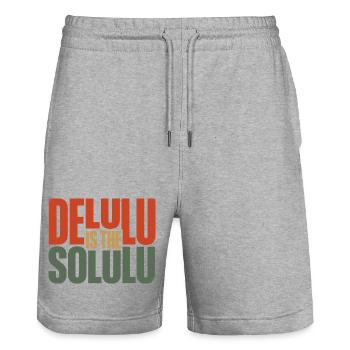 Delulu ist das Solulu Lustiger Gen Z-Slang-Meme - Stanley/Stella Unisex Bio Joggingshorts Trainer  - Grau meliert - Vorne - Nik (191cm) & Marisol (170cm)