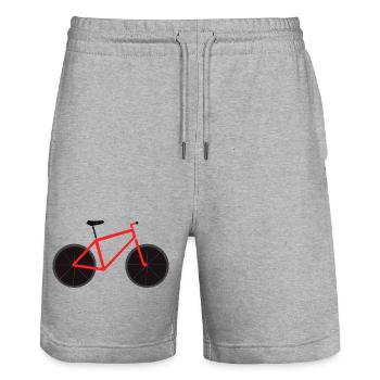 Art de lignes de vélo rouge - Short de jogging bio TRAINER Stanley/Stella unisexe - gris chiné - Devant - Nik (191cm) & Marisol (170cm)