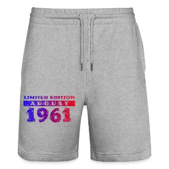 65e anniversaire Édition Limitée 08/1961 - Short de jogging bio TRAINER Stanley/Stella unisexe - gris chiné - Devant - Nik (191cm) & Marisol (170cm)