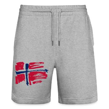 Norwegen  - Stanley/Stella Unisex Bio Joggingshorts Trainer  - Grau meliert - Vorne - Nik (191cm) & Marisol (170cm)