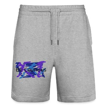 Blau-Lila Farbskizze Abstrakt - Stanley/Stella Unisex Bio Joggingshorts Trainer  - Grau meliert - Vorne - Nik (191cm) & Marisol (170cm)