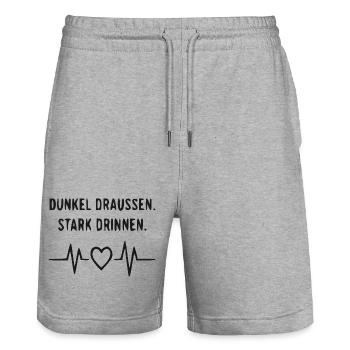 Dunkel draußen, Stark drinnen - Stanley/Stella Unisex Bio Joggingshorts Trainer  - Grau meliert - Vorne - Nik (191cm) & Marisol (170cm)