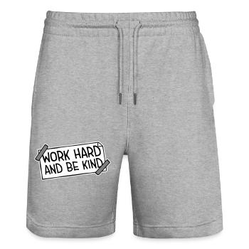 Work Hard And Be Kind Inspirierend Fleiß Güte Logo - Stanley/Stella Unisex Bio Joggingshorts Trainer  - Grau meliert - Vorne - Nik (191cm) & Marisol (170cm)