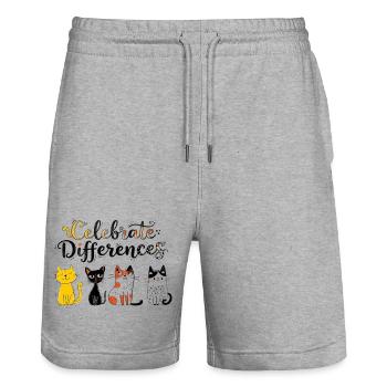 Feiern von Katzenunterschieden - Stanley/Stella Unisex Bio Joggingshorts Trainer  - Grau meliert - Vorne - Nik (191cm) & Marisol (170cm)