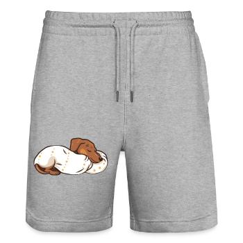 Schlafender Hund Dachshund Hunde Geschenk - Stanley/Stella Unisex Bio Joggingshorts Trainer  - Grau meliert - Vorne - Nik (191cm) & Marisol (170cm)