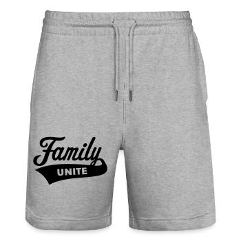 Famille unie (Équipe / Équipe / Noir) - Short de jogging bio TRAINER Stanley/Stella unisexe - gris chiné - Devant - Nik (191cm) & Marisol (170cm)