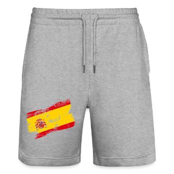 Spanien Flagge – Modernes Pinselstrich Design - Stanley/Stella Unisex Bio Joggingshorts Trainer  - Grau meliert - Vorne - Nik (191cm) & Marisol (170cm)