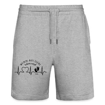 Aus Liebe Leben 2026 Herzkurve - Stanley/Stella Unisex Bio Joggingshorts Trainer  - Grau meliert - Vorne - Nik (191cm) & Marisol (170cm)