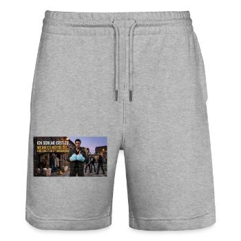 Fluffy Umarmung Punchline - Stanley/Stella Unisex Bio Joggingshorts Trainer  - Grau meliert - Vorne - Nik (191cm) & Marisol (170cm)