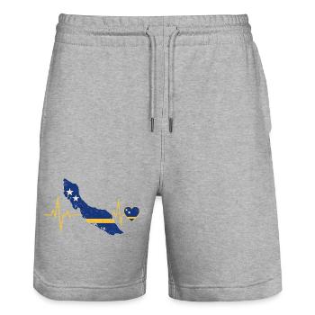 Drapeau du cœur du Costa Rica avec une bouée de sauvetage - Short de jogging bio TRAINER Stanley/Stella unisexe - gris chiné - Devant - Nik (191cm) & Marisol (170cm)