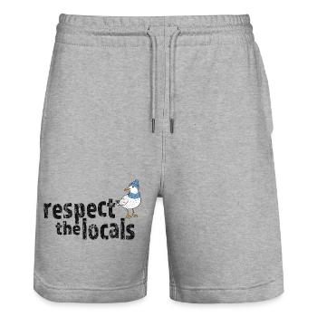 Respect the Locals – Lustige Küstenmöwe - Stanley/Stella Unisex Bio Joggingshorts Trainer  - Grau meliert - Vorne - Nik (191cm) & Marisol (170cm)