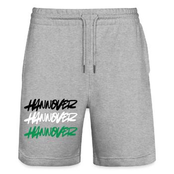 Hanover Double Graffiti Style - Stanley/Stella Trainer Unisex Organic Jogging Shorts - heather grey - Front - Nik (191cm) & Marisol (170cm)