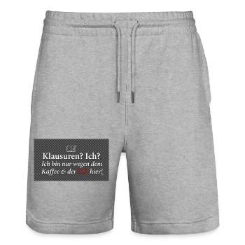 Lustiges Studenten T-Shirt - Klausuren? Ich?⁠ - Stanley/Stella Unisex Bio Joggingshorts Trainer  - Grau meliert - Vorne - Nik (191cm) & Marisol (170cm)