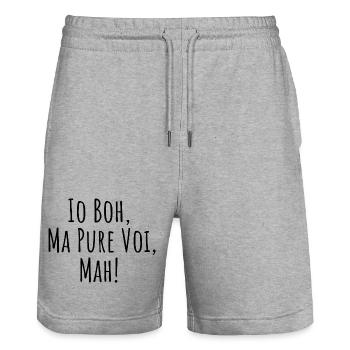 I boh but also you mAh ironic nice fun - Stanley/Stella Trainer Unisex Organic Jogging Shorts - heather grey - Front - Nik (191cm) & Marisol (170cm)