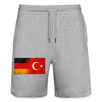 Allemagne Turquie Amitié Grunge Drapeau - Short de jogging bio TRAINER Stanley/Stella unisexe - gris chiné - Devant - Nik (191cm) & Marisol (170cm)