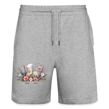 Énergie nucléaire florissante - Short de jogging bio TRAINER Stanley/Stella unisexe - gris chiné - Devant - Nik (191cm) & Marisol (170cm)