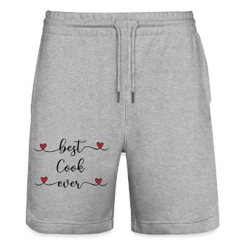 Meilleur cuisinier de tous les temps, Heart - Short de jogging bio TRAINER Stanley/Stella unisexe - gris chiné - Devant - Nik (191cm) & Marisol (170cm)