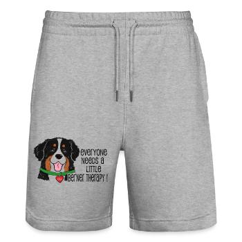 Bernese Mountain Dog Little Berner Therapy Humor - Stanley/Stella Trainer Unisex Organic Jogging Shorts - heather grey - Front - Nik (191cm) & Marisol (170cm)