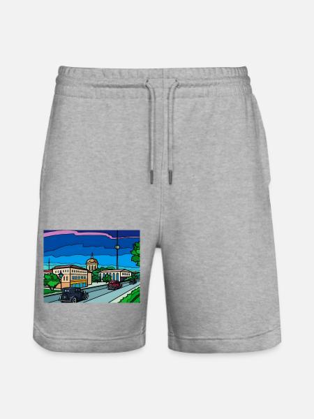 Retro City Straßenszene - Stanley/Stella Unisex Bio Joggingshorts Trainer - Grau meliert