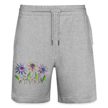 Fleur - Short de jogging bio TRAINER Stanley/Stella unisexe - gris chiné - Devant - Nik (191cm) & Marisol (170cm)
