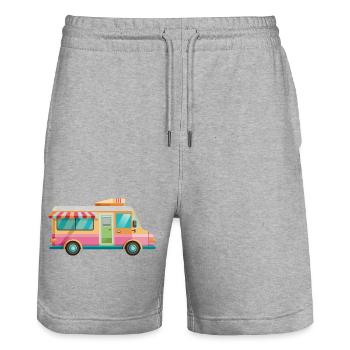 Camion crème - Short de jogging bio TRAINER Stanley/Stella unisexe - gris chiné - Devant - Nik (191cm) & Marisol (170cm)