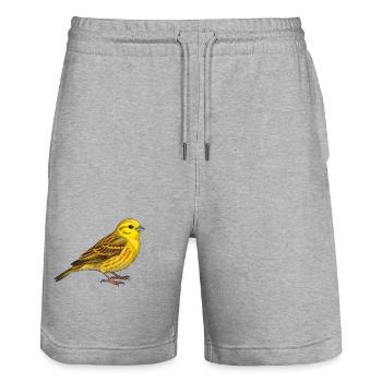 Oiseau à marteau-jaune - Short de jogging bio TRAINER Stanley/Stella unisexe - gris chiné - Devant - Nik (191cm) & Marisol (170cm)
