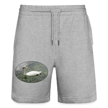 Swan swimming. - Stanley/Stella Trainer Unisex Organic Jogging Shorts - heather grey - Front - Nik (191cm) & Marisol (170cm)