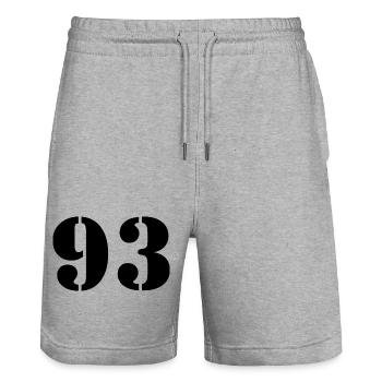 93 - Stanley/Stella Trainer Unisex Organic Jogging Shorts - heather grey - Front - Nik (191cm) & Marisol (170cm)