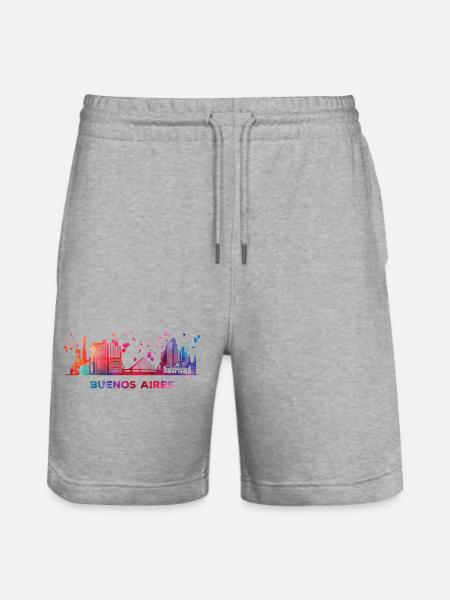 Portenos Skyline Buenos Aires - Stanley/Stella Unisex Bio Joggingshorts Trainer - Grau meliert