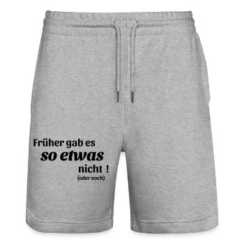 Früher gab es das nicht - Stanley/Stella Unisex Bio Joggingshorts Trainer  - Grau meliert - Vorne - Nik (191cm) & Marisol (170cm)