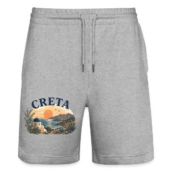 Côte du Créta du Couchant de Soleil - Short de jogging bio TRAINER Stanley/Stella unisexe - gris chiné - Devant - Nik (191cm) & Marisol (170cm)