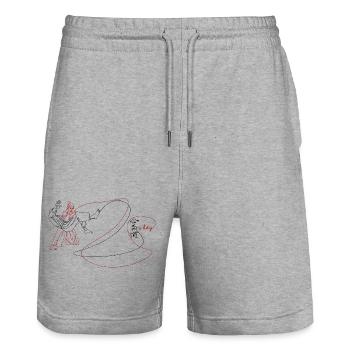 Ki Is Key In Aikido Line Art Woman Aiki Otoshi - Stanley/Stella Trainer Unisex Organic Jogging Shorts - heather grey - Front - Nik (191cm) & Marisol (170cm)