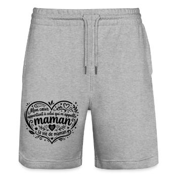 La vie de maman  - Short de jogging bio TRAINER Stanley/Stella unisexe - gris chiné - Devant - Nik (191cm) & Marisol (170cm)