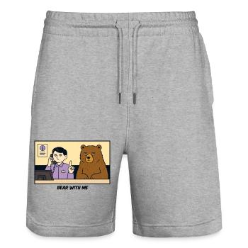 Bear With Me – Please Wait - Stanley/Stella Trainer Unisex Organic Jogging Shorts - heather grey - Front - Nik (191cm) & Marisol (170cm)