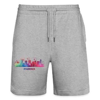 Phéniciens Skyline Phoenix - Short de jogging bio TRAINER Stanley/Stella unisexe - gris chiné - Devant - Nik (191cm) & Marisol (170cm)