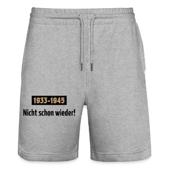 1933-1945 – Nicht Schon Wieder! (POS 2C) - Stanley/Stella Unisex Bio Joggingshorts Trainer  - Grau meliert - Vorne - Nik (191cm) & Marisol (170cm)