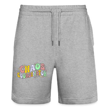 Chaos Coordinator - Retro Saying - Stanley/Stella Trainer Unisex Organic Jogging Shorts - heather grey - Front - Nik (191cm) & Marisol (170cm)