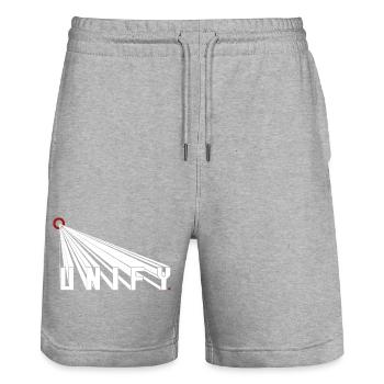 UNIFIER les Peuples et la Terre : Le Soleil Japonais se lève - Short de jogging bio TRAINER Stanley/Stella unisexe - gris chiné - Devant - Nik (191cm) & Marisol (170cm)
