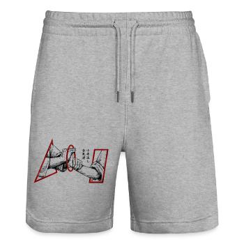 Aikido Technique Kotegaeshi Wrist Lock Budo - Stanley/Stella Trainer Unisex Organic Jogging Shorts - heather grey - Front - Nik (191cm) & Marisol (170cm)