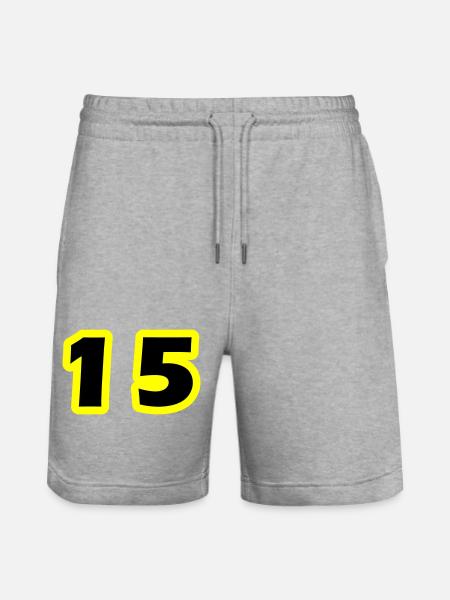15 Zahl symbol - Stanley/Stella Unisex Bio Joggingshorts Trainer - Grau meliert