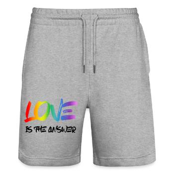 Love is the Answer Rainbow - Stanley/Stella Unisex Bio Joggingshorts Trainer  - Grau meliert - Vorne - Nik (191cm) & Marisol (170cm)