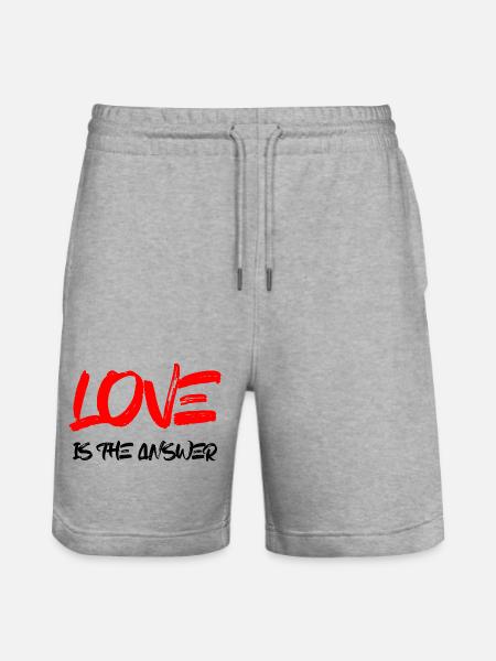 Love is the Answer Red - Stanley/Stella Trainer Unisex Organic Jogging Shorts - heather grey
