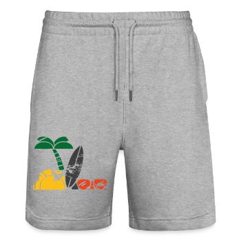 Vacances à la mer - Short de jogging bio TRAINER Stanley/Stella unisexe - gris chiné - Devant - Nik (191cm) & Marisol (170cm)