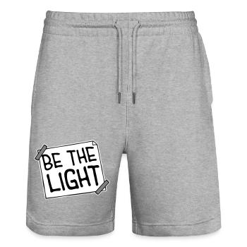 Be The Light Motivierend Positivität Spruch Logo - Stanley/Stella Unisex Bio Joggingshorts Trainer  - Grau meliert - Vorne - Nik (191cm) & Marisol (170cm)