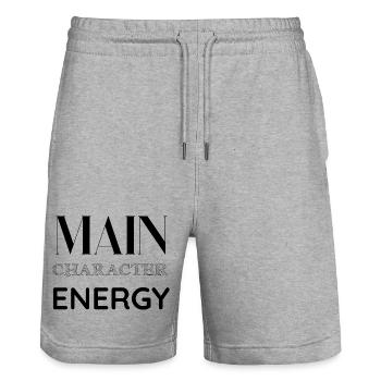 Main Character Energy Gift Idea - Stanley/Stella Trainer Unisex Organic Jogging Shorts - heather grey - Front - Nik (191cm) & Marisol (170cm)