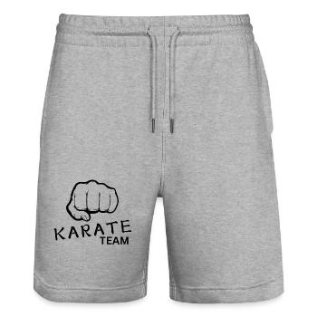 Karate team - Stanley/Stella Trainer Unisex Organic Jogging Shorts - heather grey - Front - Nik (191cm) & Marisol (170cm)